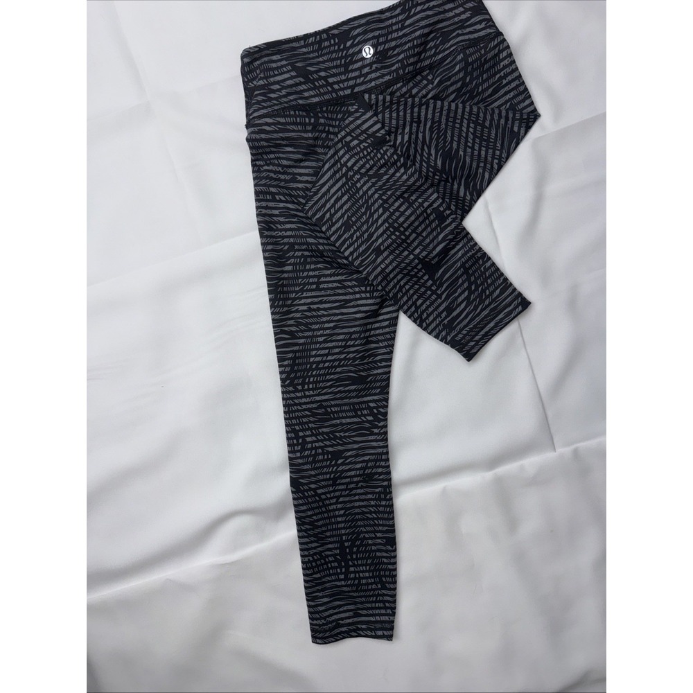 Lululemon Wunder Under Pant‎ Full-On Luon Roll Down Stripe Play Slate Black 4 - Picture 7 of 8